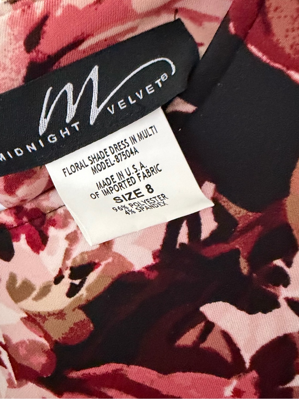 Midnight Velvet Pink and Black Floral Midi Sheath Dress - Picture 4 of 7